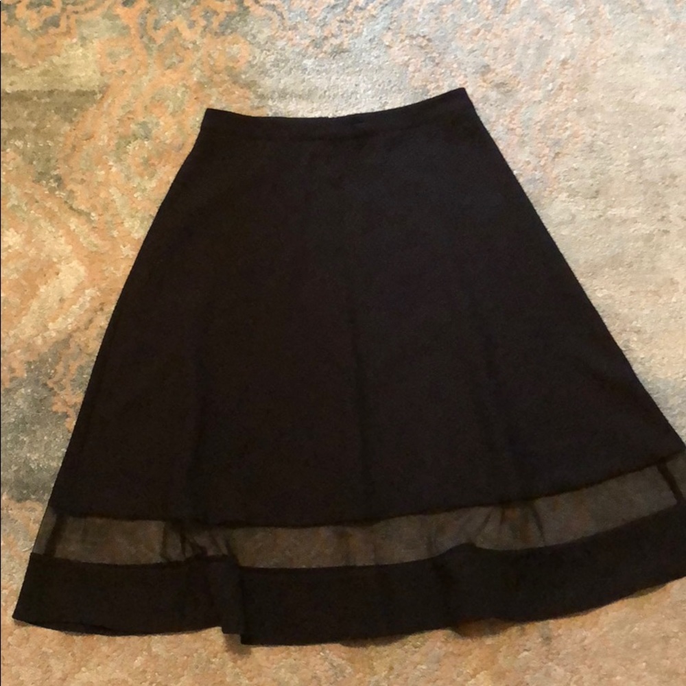 Black Full Skirt with Sheer Panel. Sz L